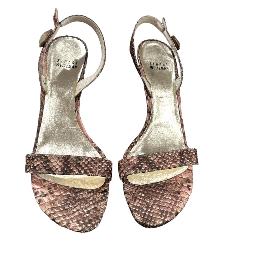 Stuart Weitzman Pink Tan Snakeskin Python Print S… - image 5
